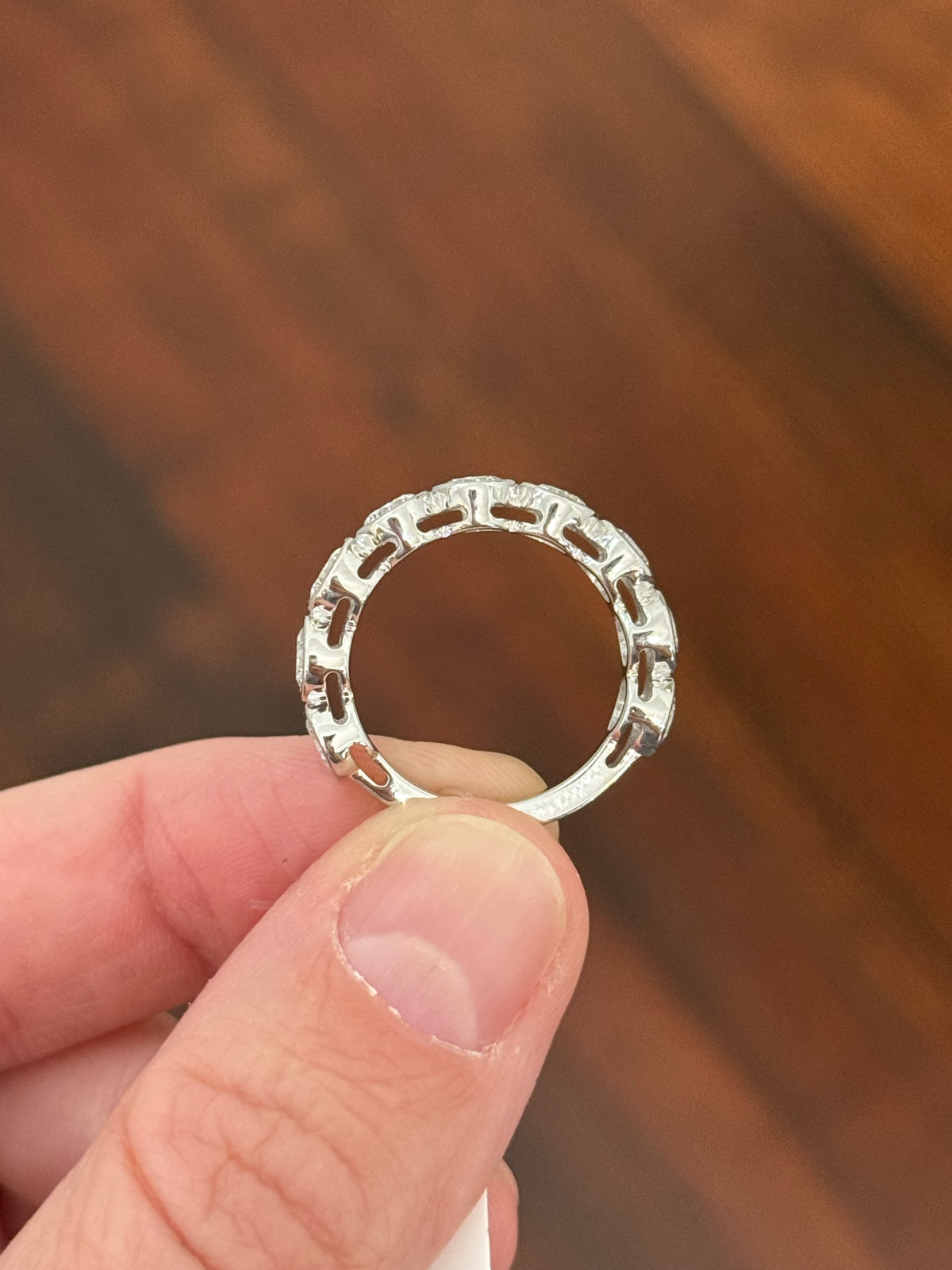 White gold bezel set 3.09ct lab diamond 3/4 eternity band