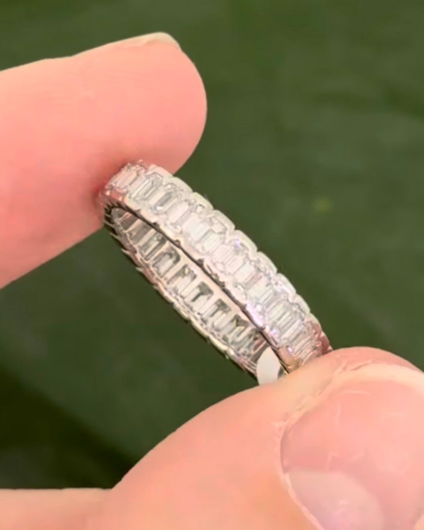 White gold 2.43ct emerald cut lab diamond eternity band