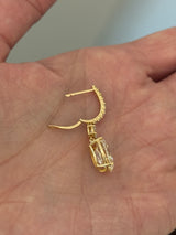 Yellow gold oval and round lab diamond latch back dangle earrings