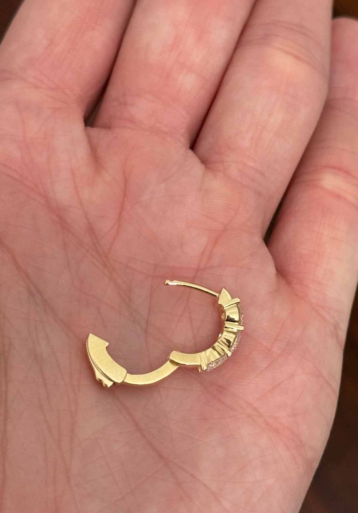 14.4mm yellow gold 2.01ct lab diamond hoop earrings