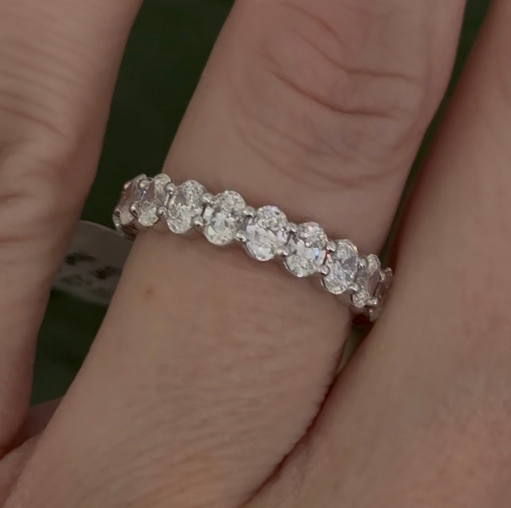 White gold 3.05ct oval lab diamond eternity band