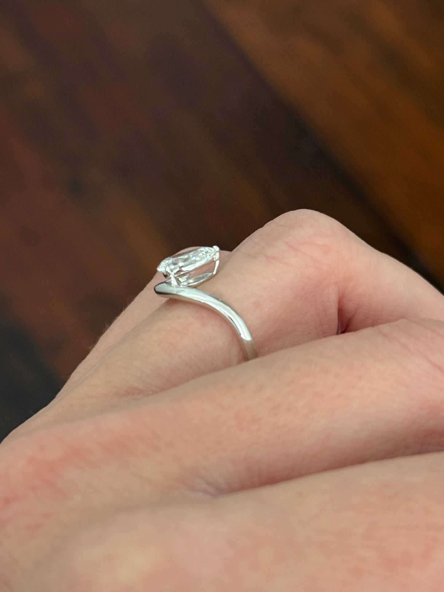 White gold 1.01ct pear shape lab diamond ring