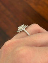 White gold pear shape and round lab diamond ring
