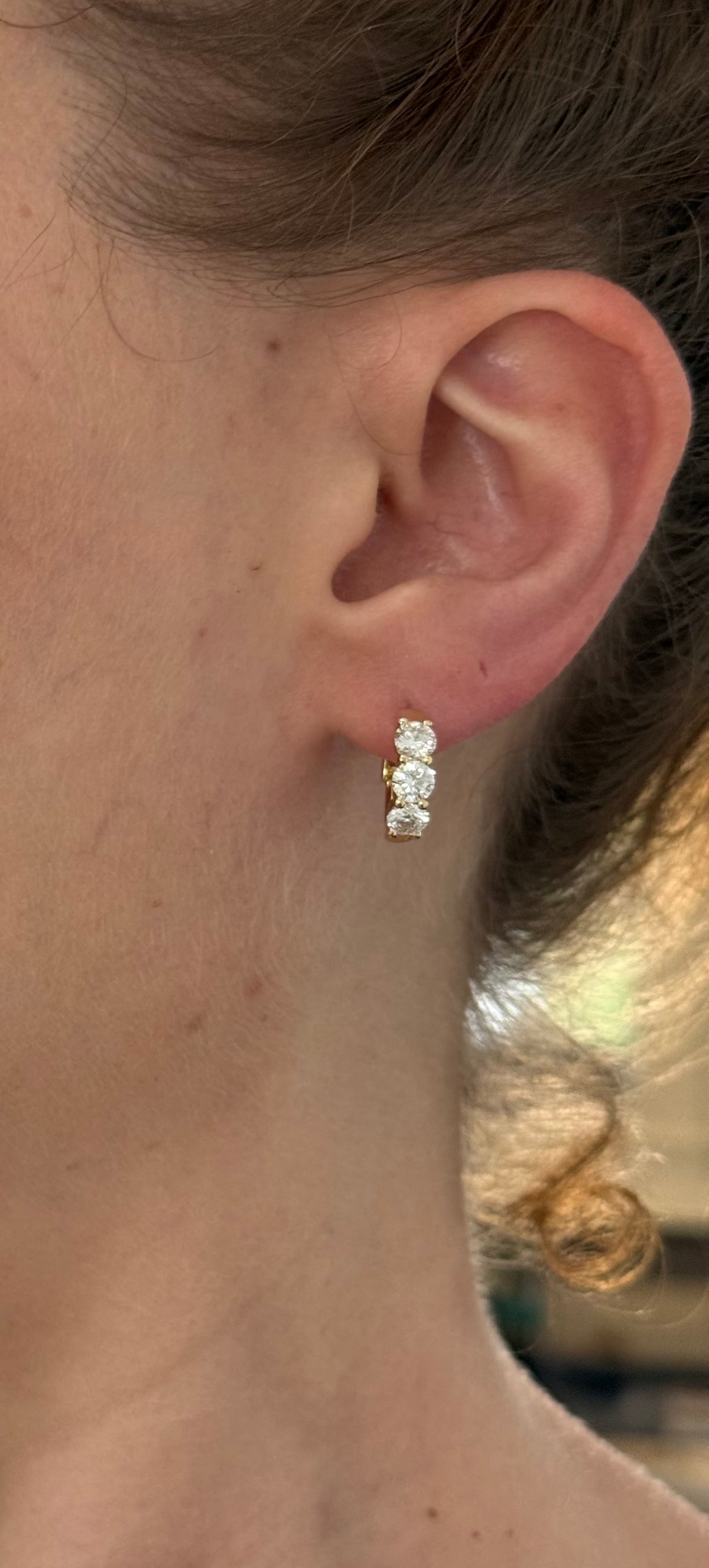 14.4mm yellow gold 2.01ct lab diamond hoop earrings