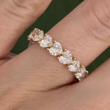 Yellow gold 4.49ct heart shaped lab diamond eternity band