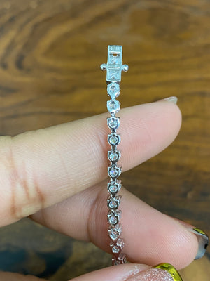 3.92 CT Lab 7 inches 3 Prongs Tennis Bracelet