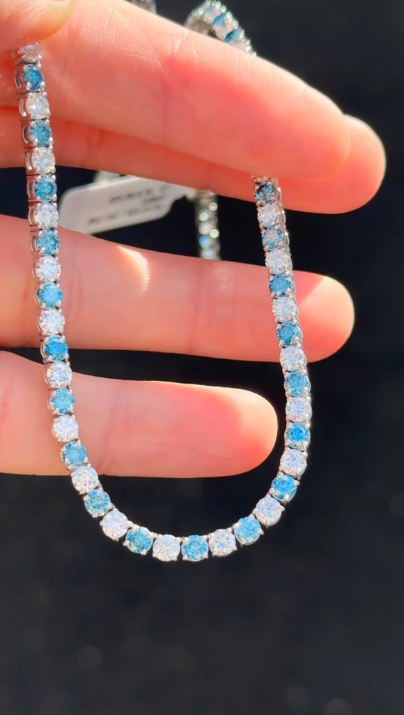 16.67 ct Blue and White Lab Diamonds Tennis Necklace