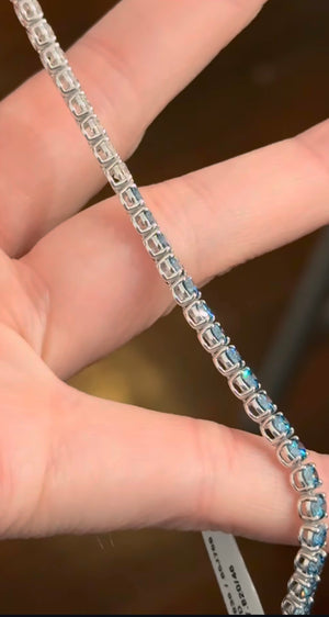 7.82 ct Blue and White Lab Diamond tennis bracelet