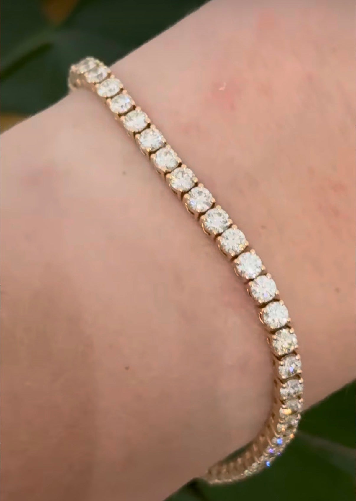 4 prong yellow gold 6.87ct natural diamond tennis bracelet