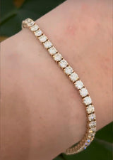 4 prong yellow gold 6.87ct natural diamond tennis bracelet