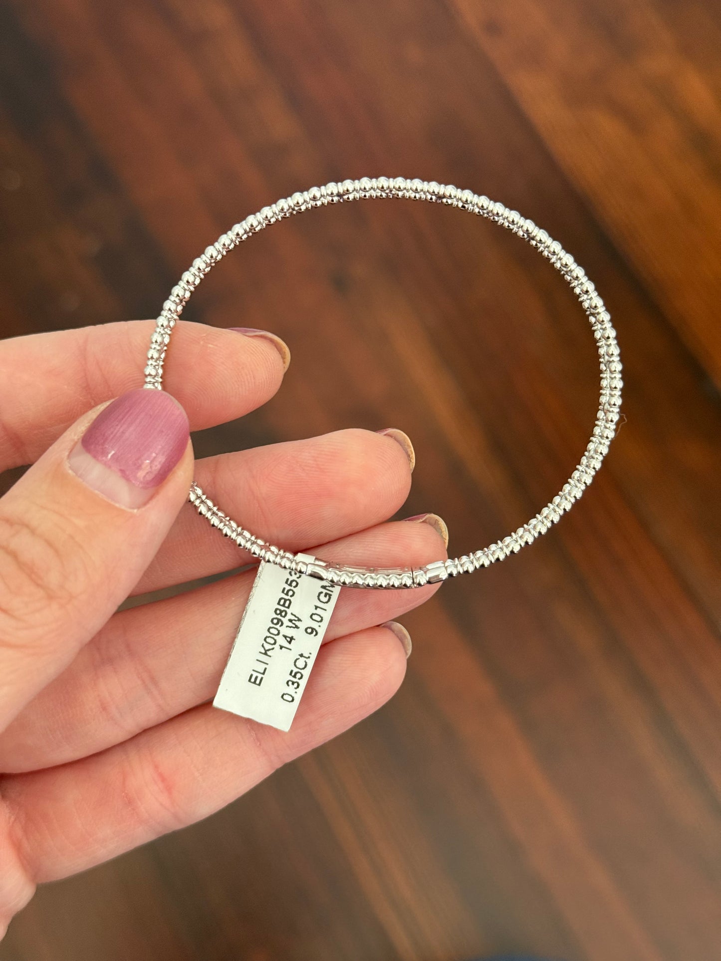 White gold 0.35ct natural diamond flex bracelet