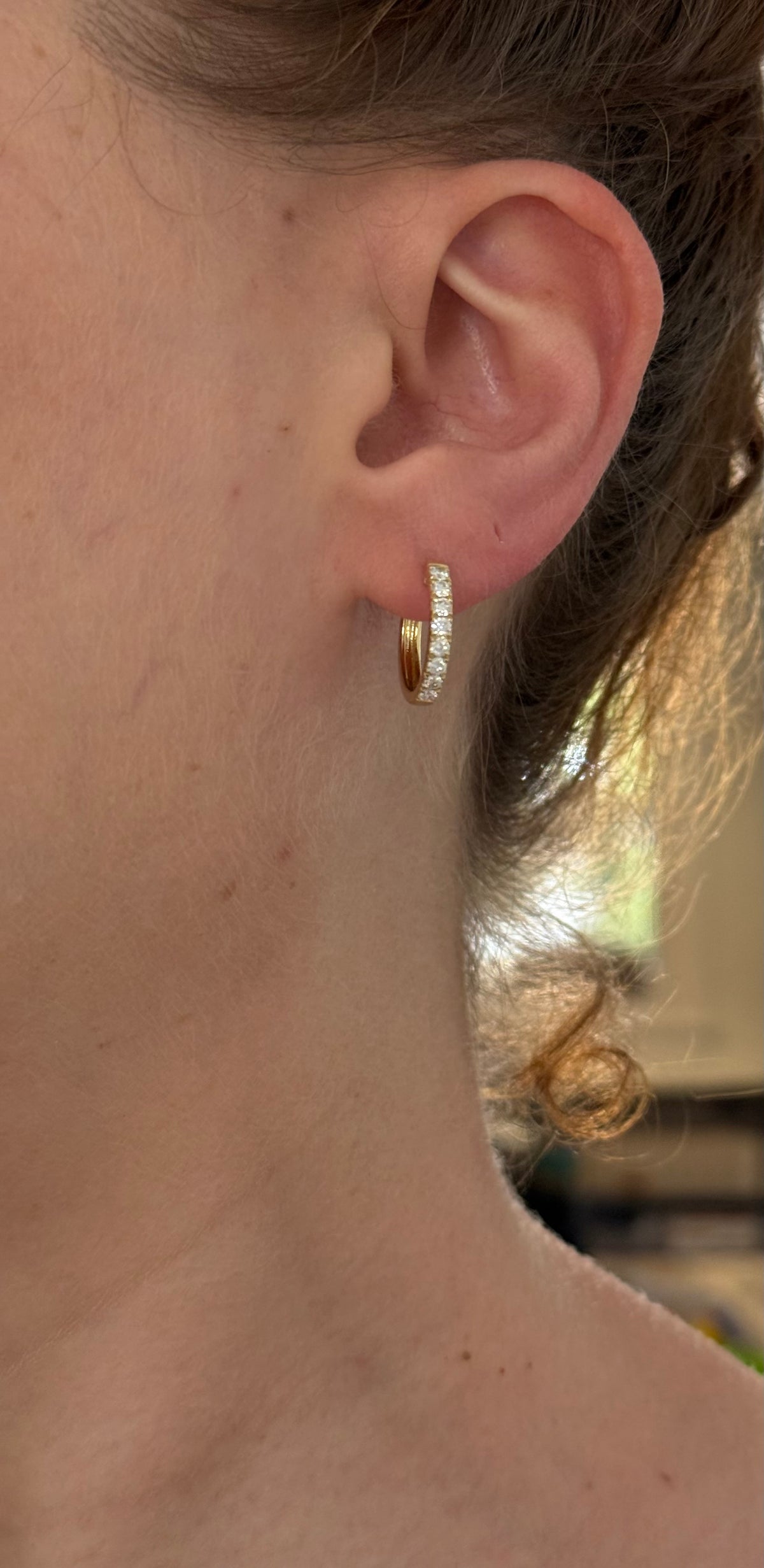 15.9mm yellow gold 0.60ct lab diamond hoop earrings