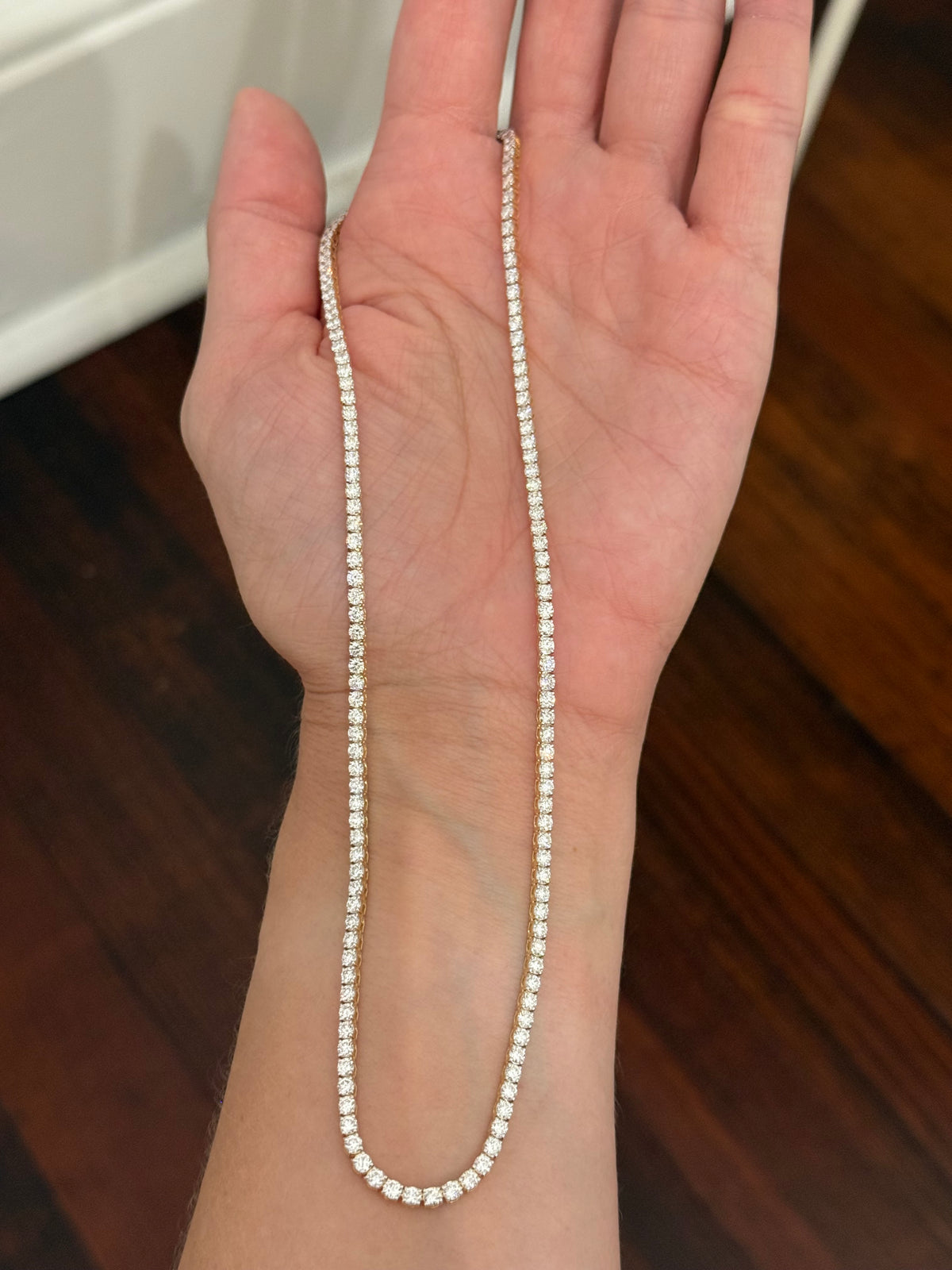 16.5” 4 prong white gold 10ct lab diamond tennis necklace