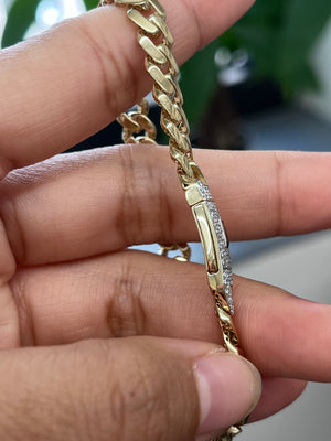 0.50 cttw 7 inches 14k Gold Cuban Link Bracelet