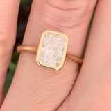Yellow gold bezel set 2.99ct radiant lab diamond ring