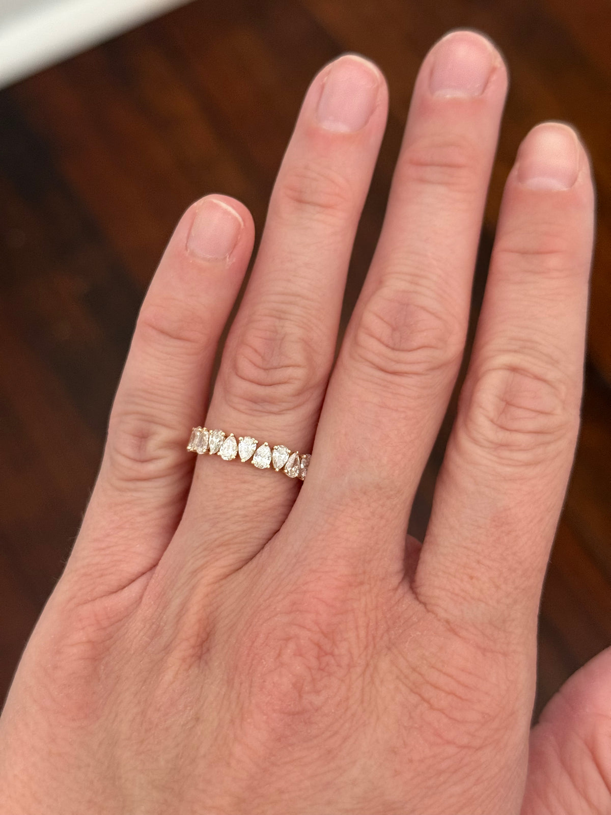 IGI certified 1.33ct pear shaped lab diamond band