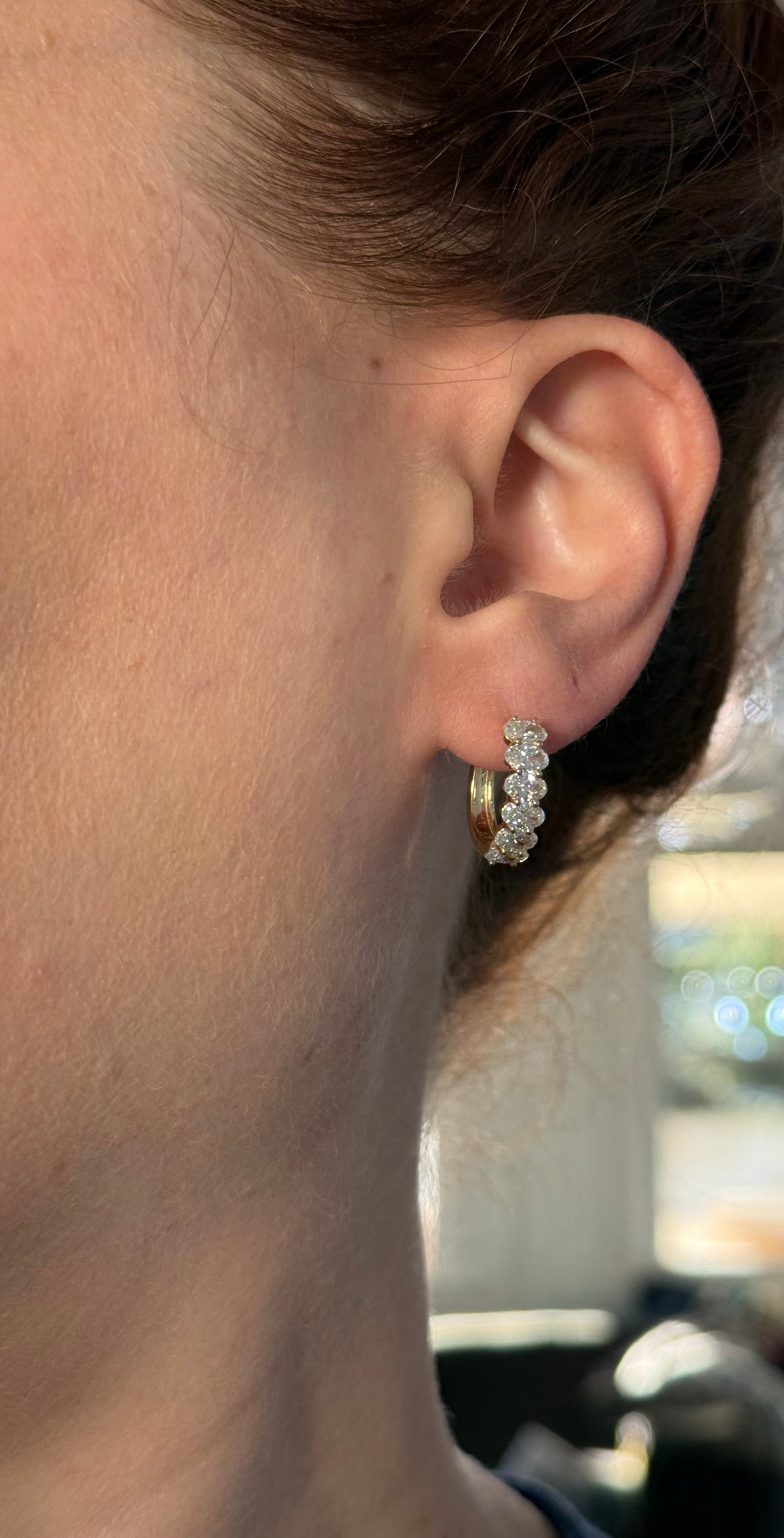 Yellow gold 2.24ct oval lab diamond oval hoops