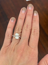 White gold oval and round lab diamond ring. Ovals are approximately 1ct each and 7.6x5mm