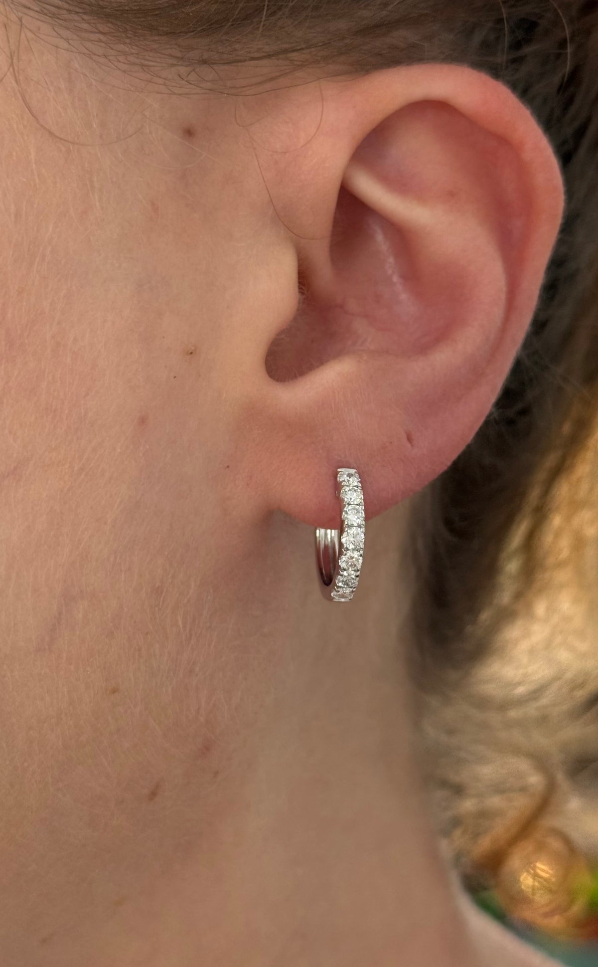 14.8mm white gold 0.77ct lab diamond hoop earrings