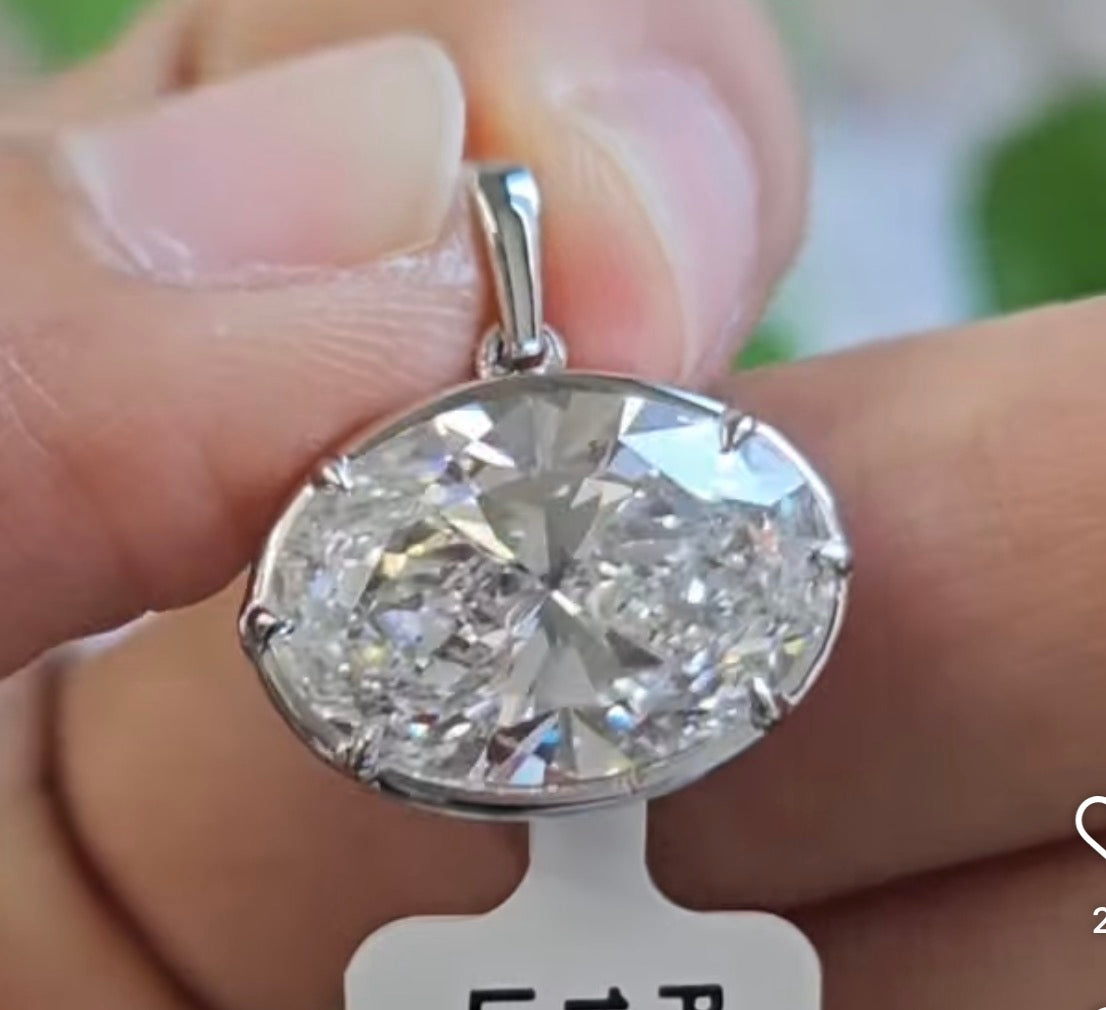 5.58cttw White gold oval lab diamond pendant