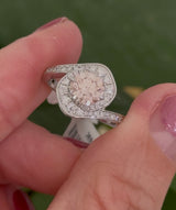 White gold pink and white lab diamond ring