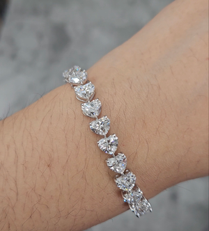 21.35 CT Lab 7 inches Heart  Tennis Bracelet