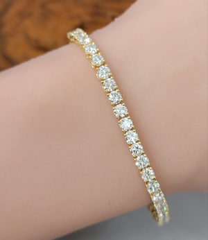 7.66CT Lab 6.5 inches Yellow Gold Tennis Bracelet