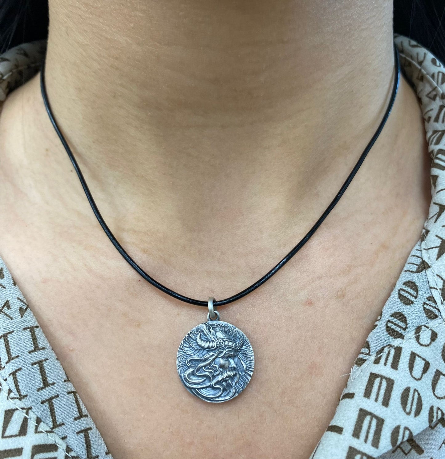 Antique Inspired Viking Necklace Sterling Silver and diamonds