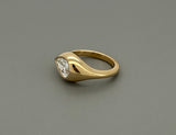 IGI-Certified 1 CT Pear Bezel E/W Lab-Grown Diamond Ring
