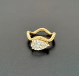 IGI-Certified 1 CT Pear Wavy Lab-Grown Diamond Ring