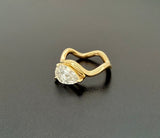 IGI-Certified 1 CT Pear Wavy Lab-Grown Diamond Ring