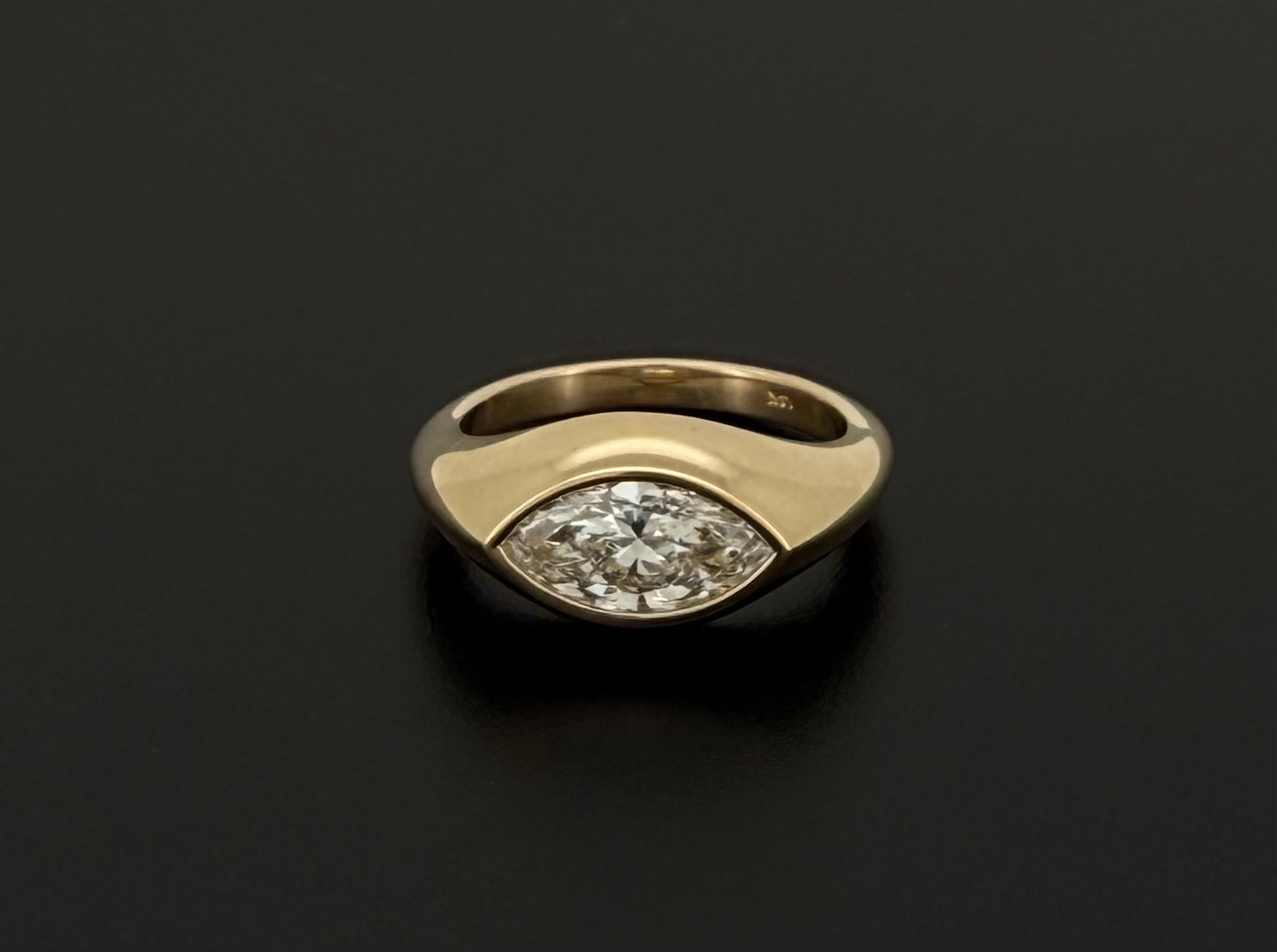 IGI-Certified 1 CT Marquise Bezel Lab-Grown Diamond Ring