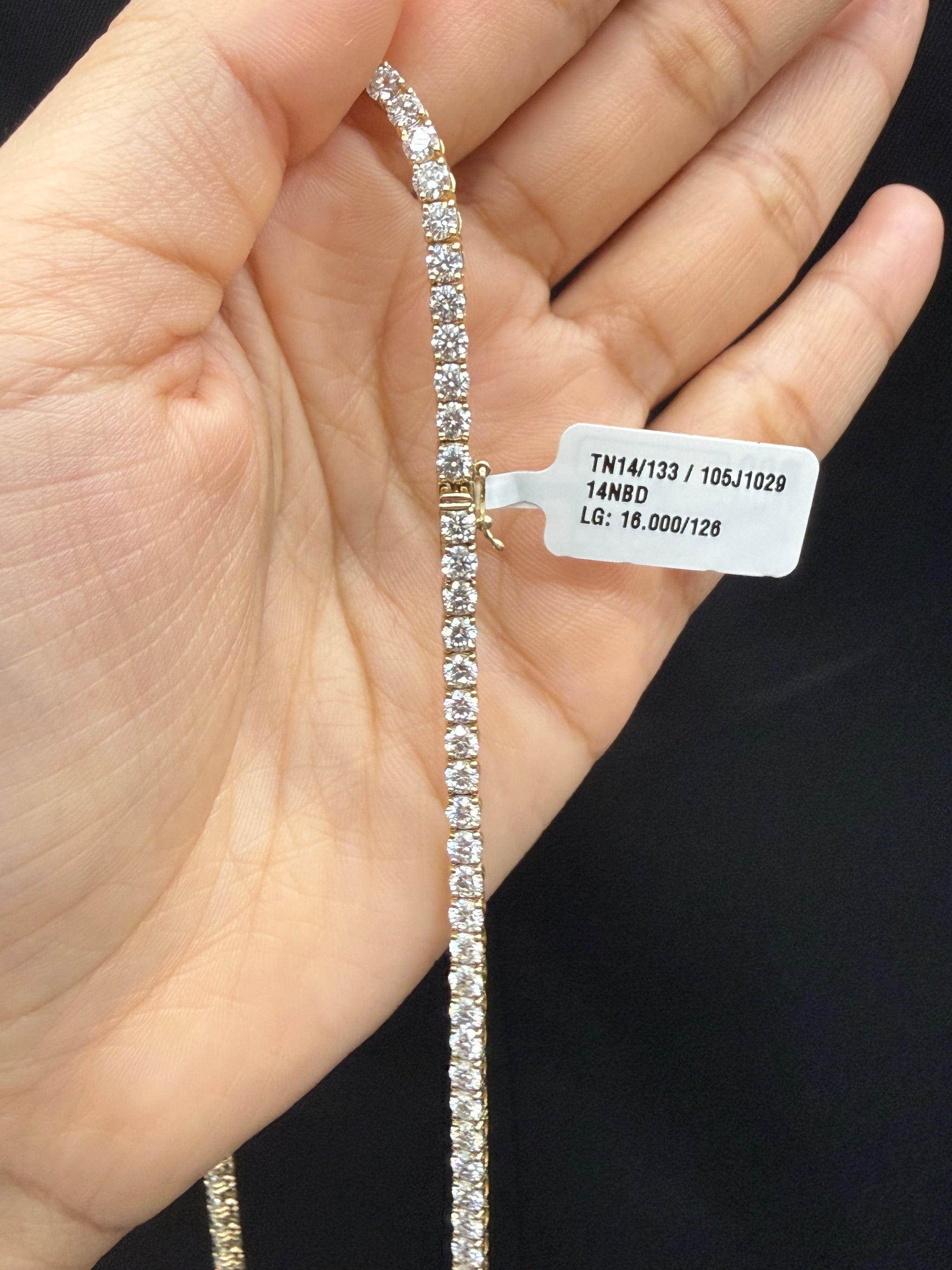 16 cttw Lab 17 inches Yellow Gold Tennis Necklace