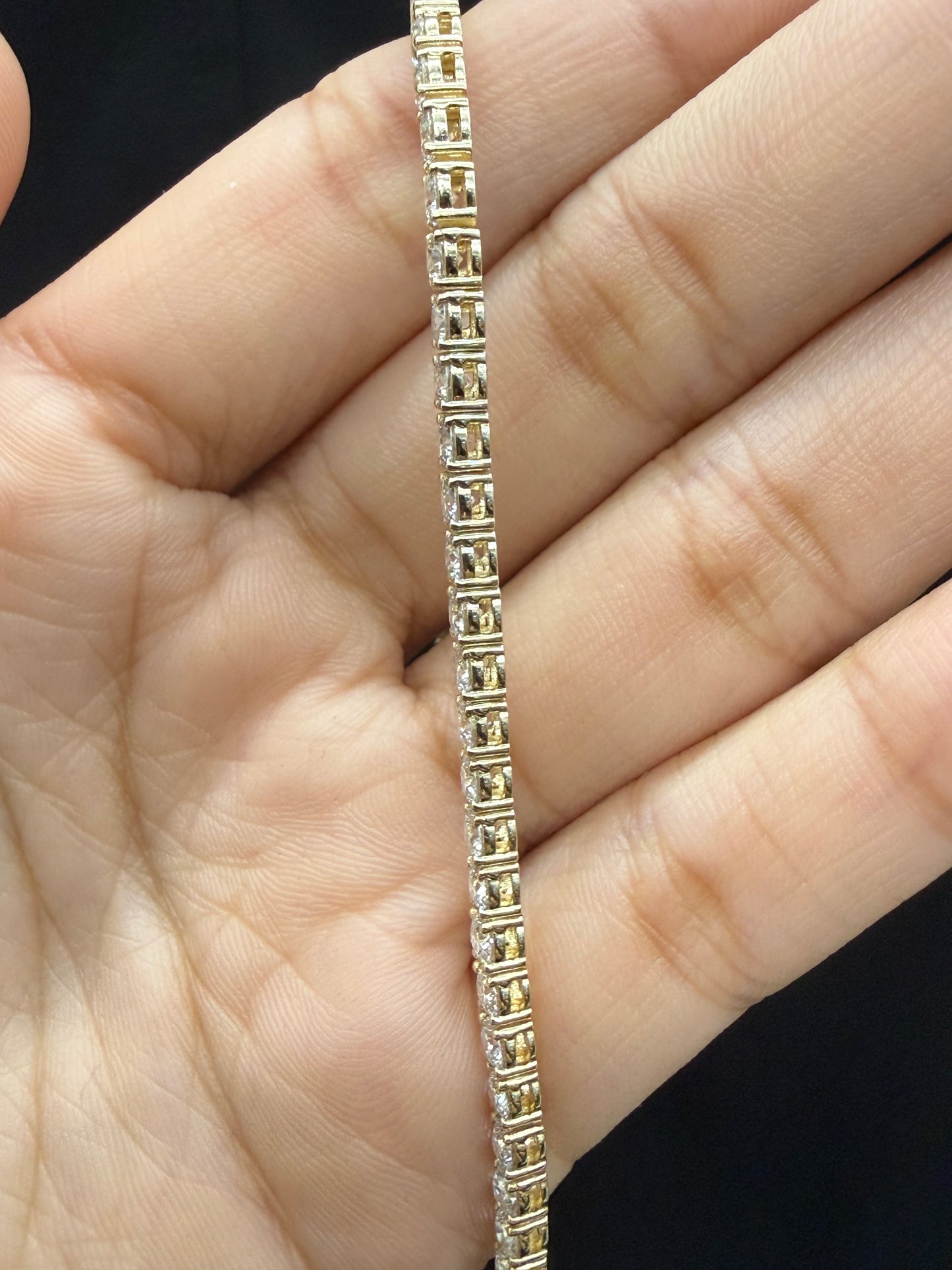 16 cttw Lab 17 inches Yellow Gold Tennis Necklace