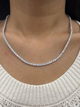 10 cttw Lab 17 inches White Gold Tennis Necklace