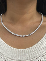 21.710 cttw Lab 17.5 inches White Gold Tennis Necklace