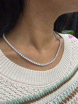 21.710 cttw Lab 17.5 inches White Gold Tennis Necklace
