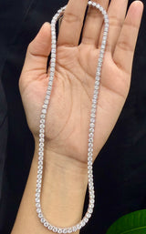 21.710 cttw Lab 17.5 inches White Gold Tennis Necklace