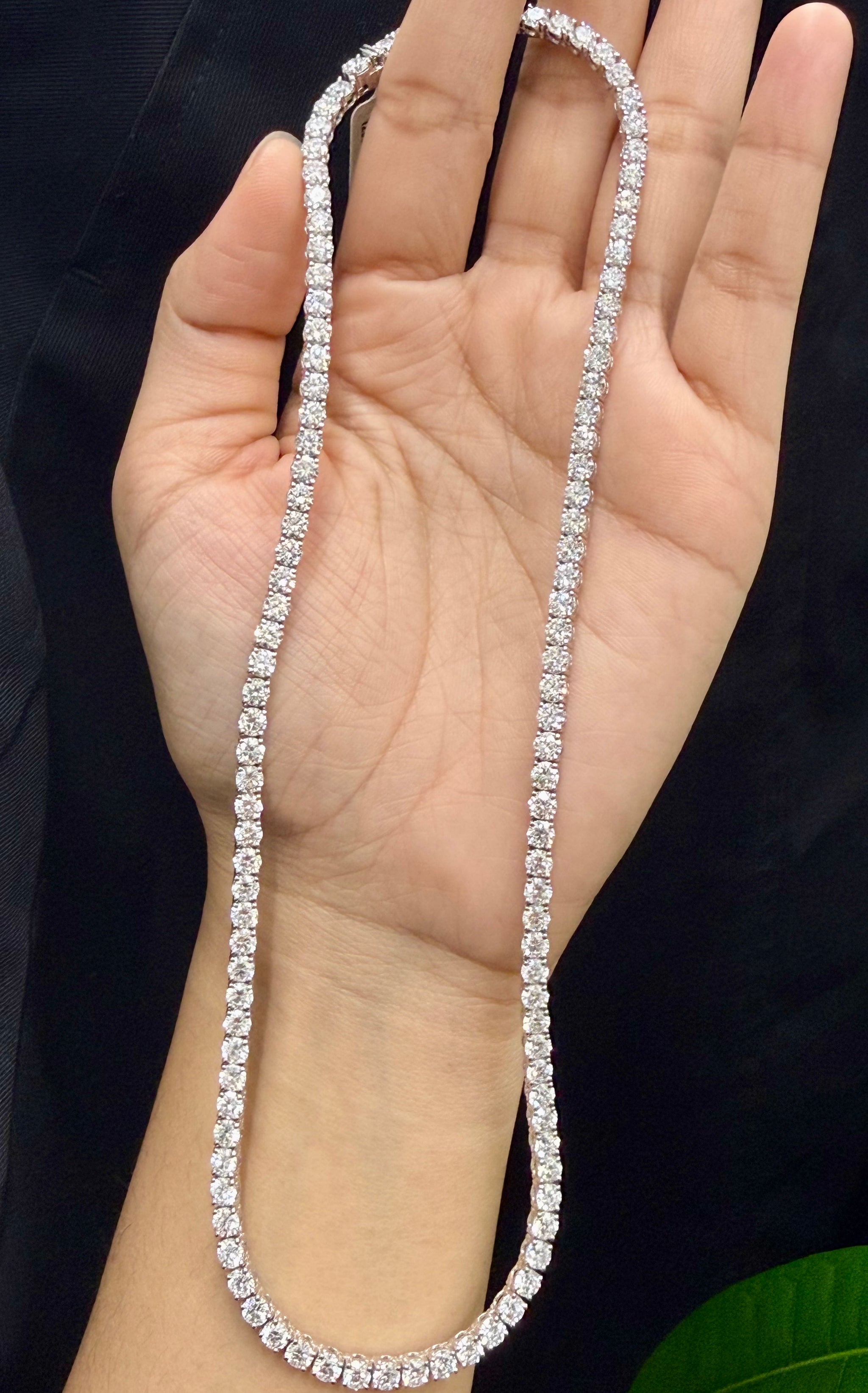 21.710 cttw Lab 17.5 inches White Gold Tennis Necklace