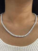 26.230 cttw Lab 17 inches White Gold Tennis Necklace