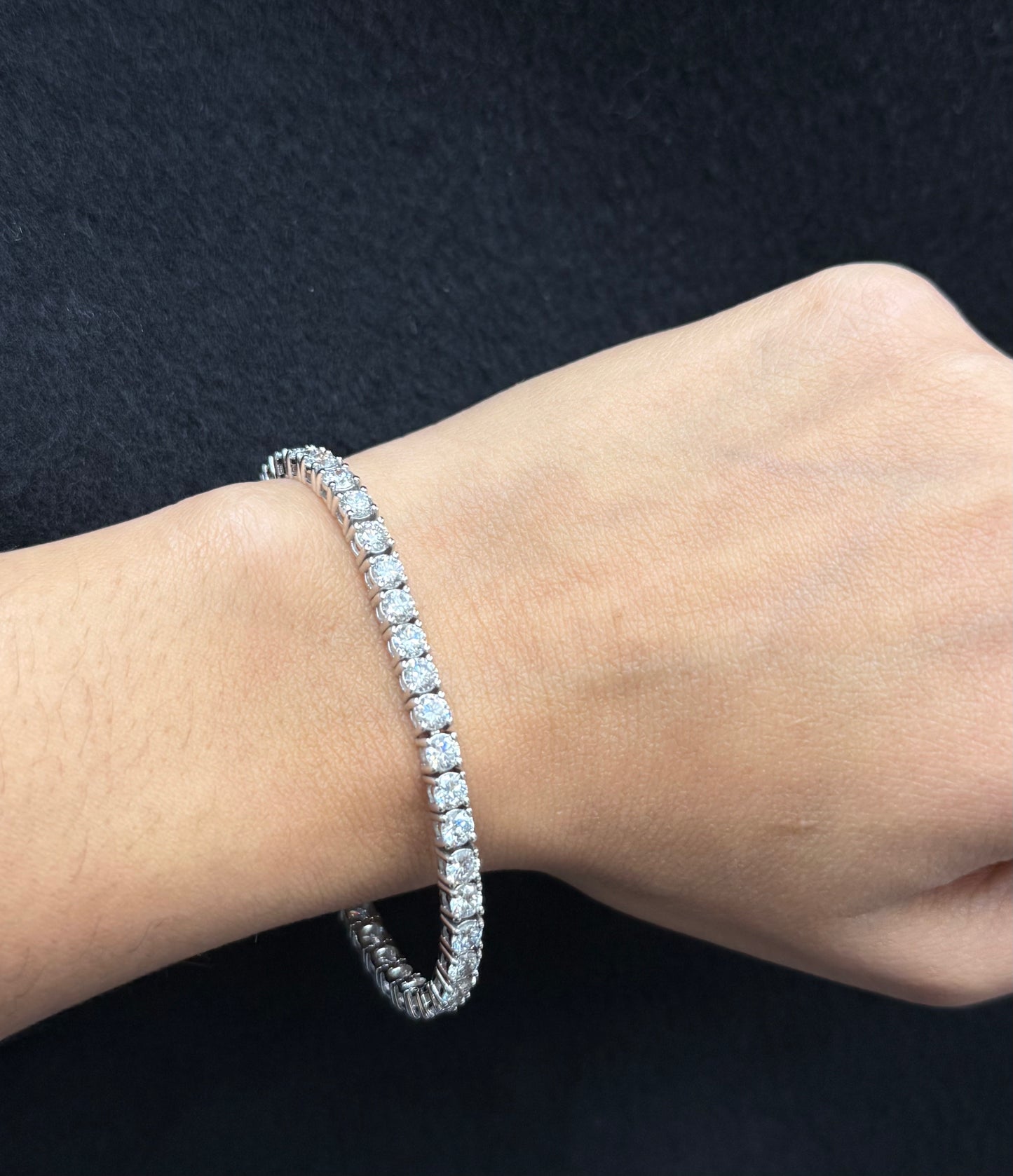 6.04 cttw Lab 6 inches White Gold Tennis Bracelet