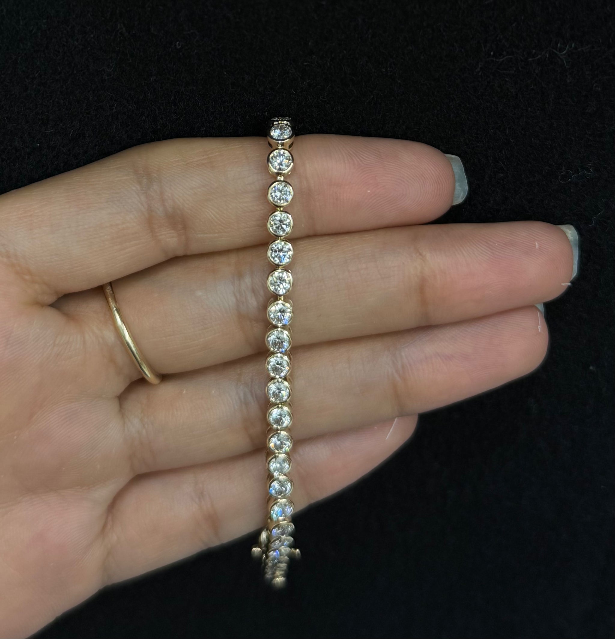 4.84 cttw Lab Bezel setting 7 inches Yellow Tennis Bracelet