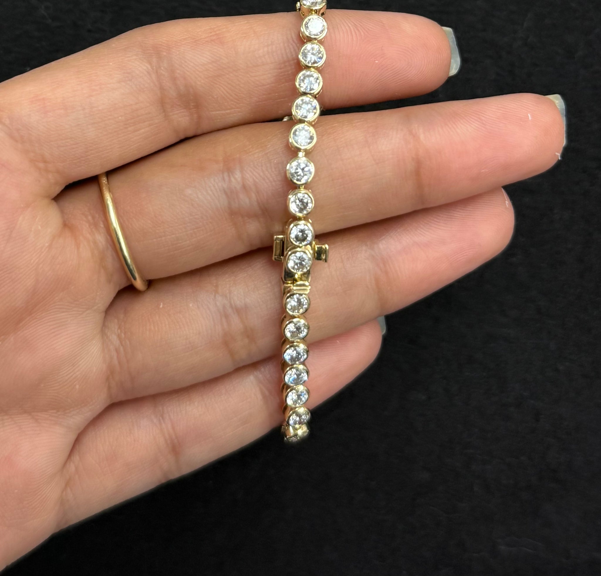 4.84 cttw Lab Bezel setting 7 inches Yellow Tennis Bracelet