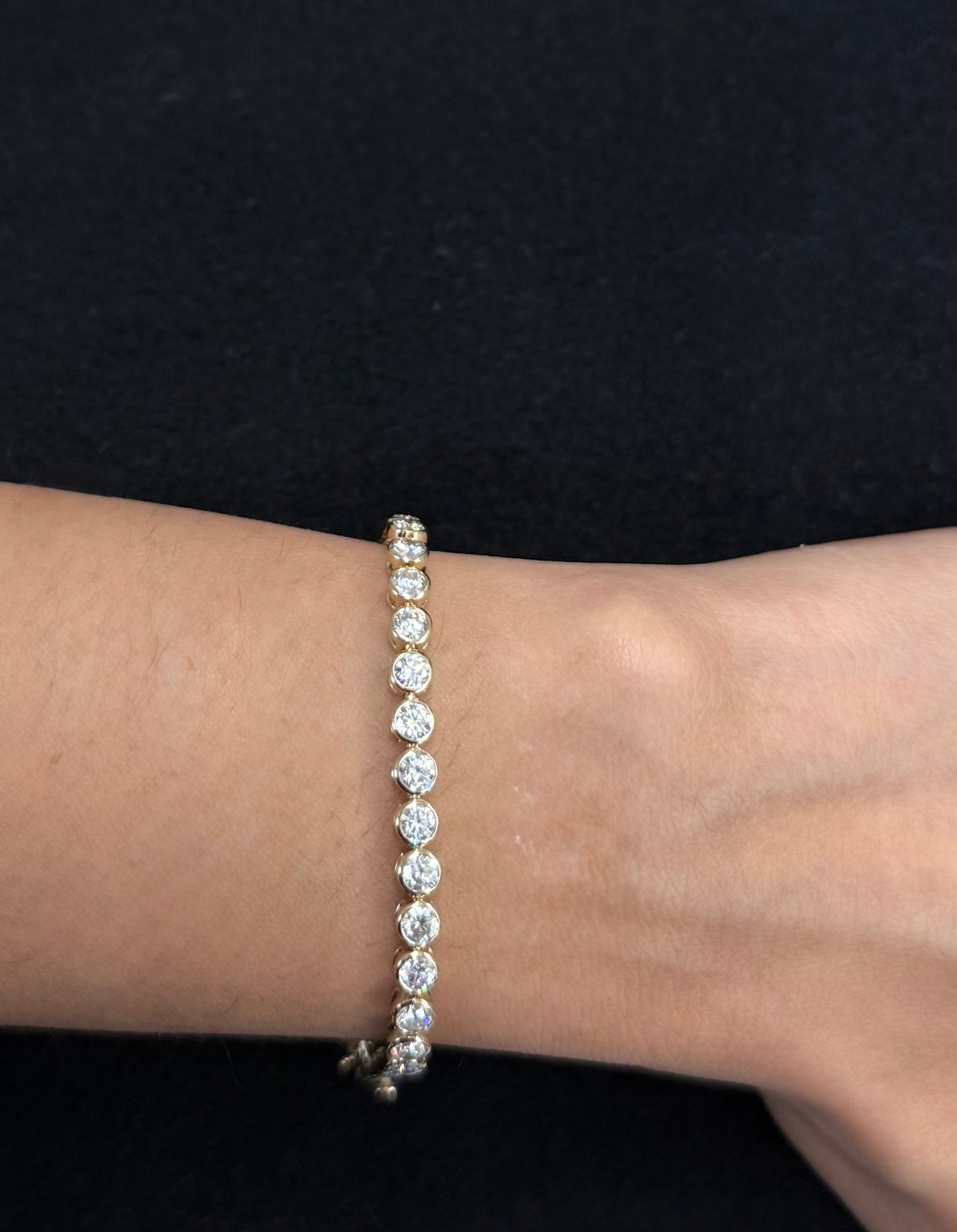 4.84 cttw Lab Bezel setting 7 inches Yellow Tennis Bracelet