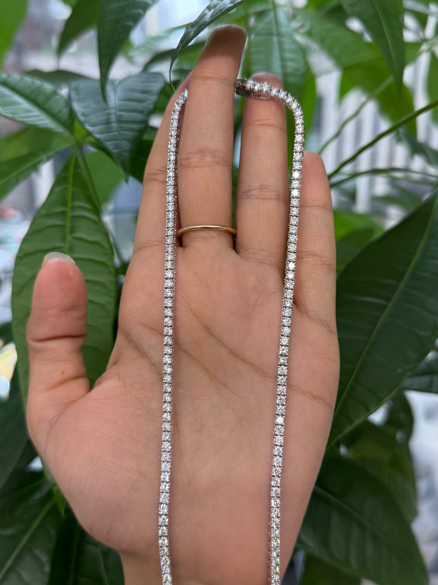 9.51 cttw Lab 17 inches White Gold Tennis Necklace