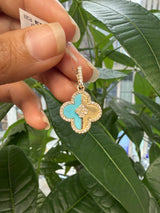 14KT Yello Gold Turquoise & DIa Colver Pendant
