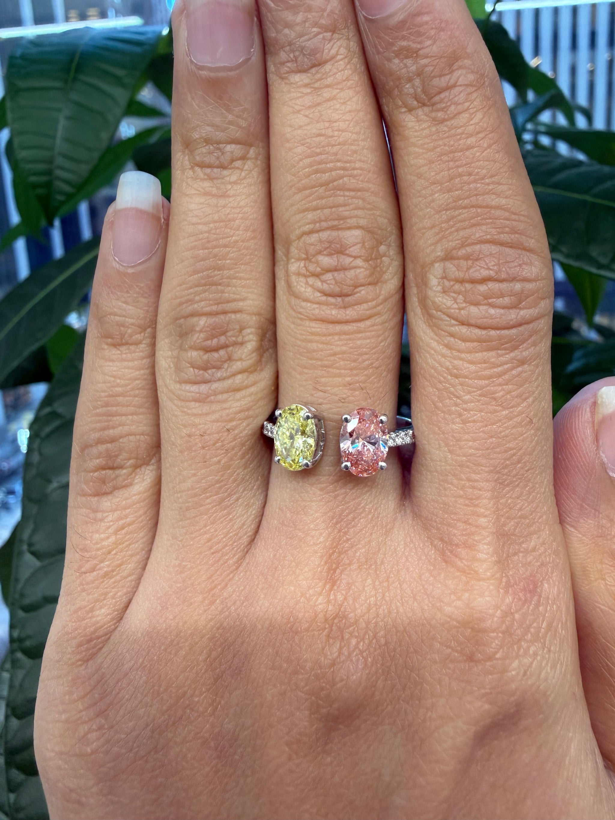 14KT White Gold Two Stone Ring