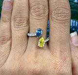 14KT White Gold 2 Stone Pear Shape Lab Ring