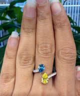 14KT White Gold 2 Stone Pear Shape Lab Ring