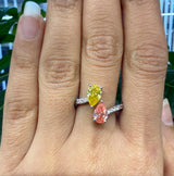 14KT White Gold 2 Stone Pear Shape Lab Diamond Ring